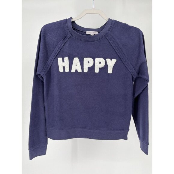 Grayson Threads Ladies Navy Blue Lightweight Sweatshirt XS Happy - Picture 1 of 9
